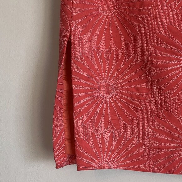 Tocca Coral Pink Floral Textured Pencil Skirt Sz 6 Romantic Feminine Whimsical - Picture 8 of 12